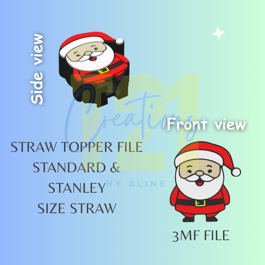 SANTA CLAUS STRAW TOPPER STL FILE