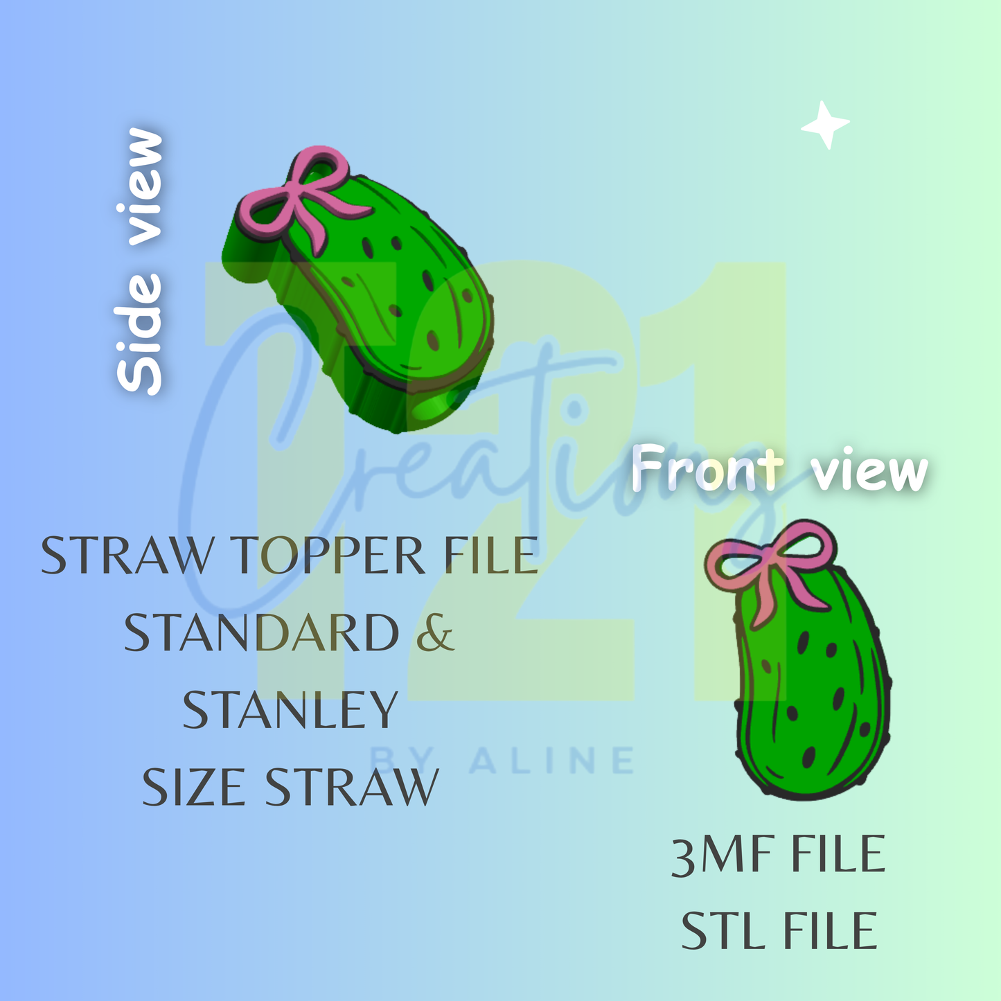 PICKLE STRAW STRAW TOPPER STL FILE