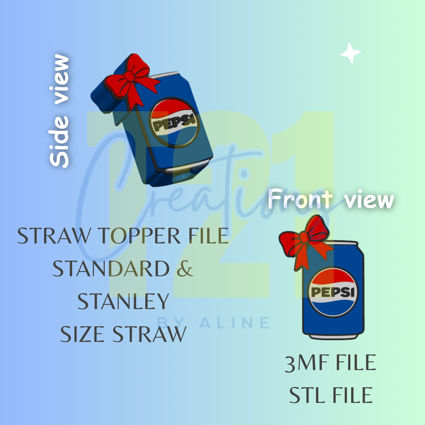 COQUETTE PEPSI STRAW TOPPER STL FILE
