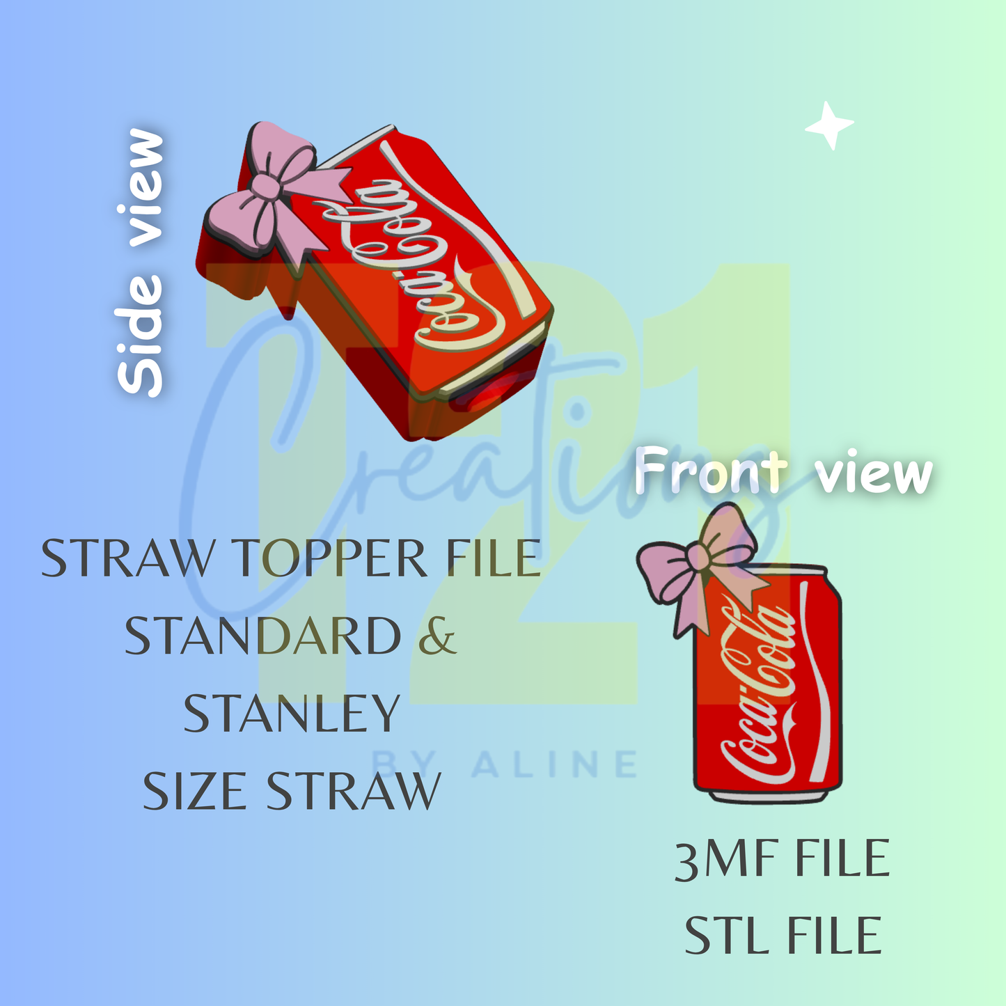 RED SODA STRAW STRAW TOPPER STL FILE