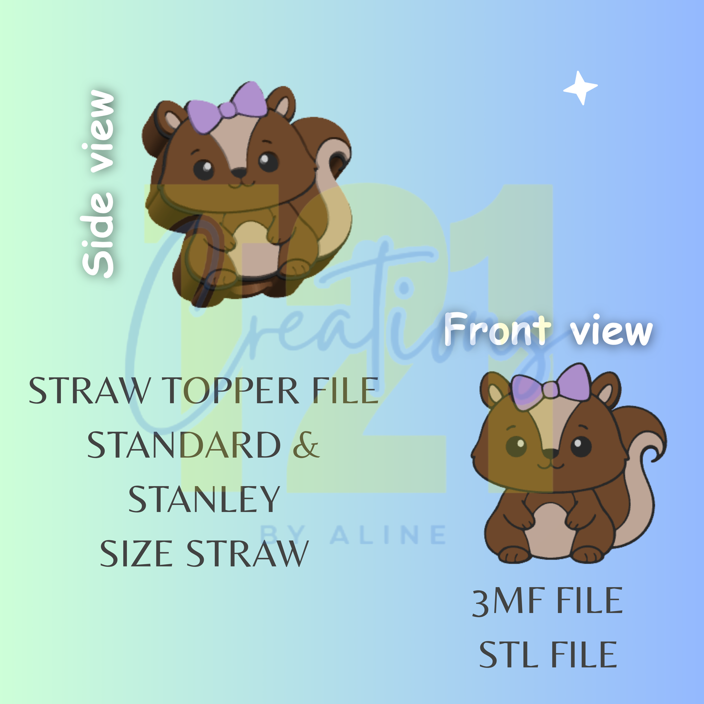CHIPMUNK STRAW TOPPER STL FILE