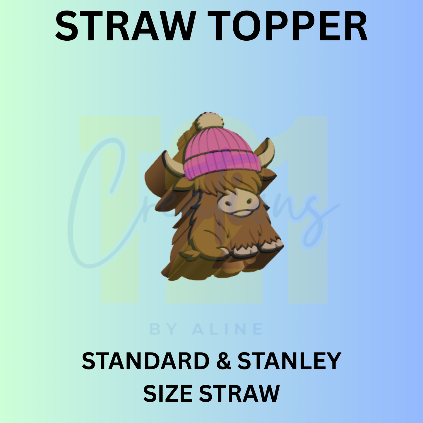 WINTER HAT COW STRAW TOPPER