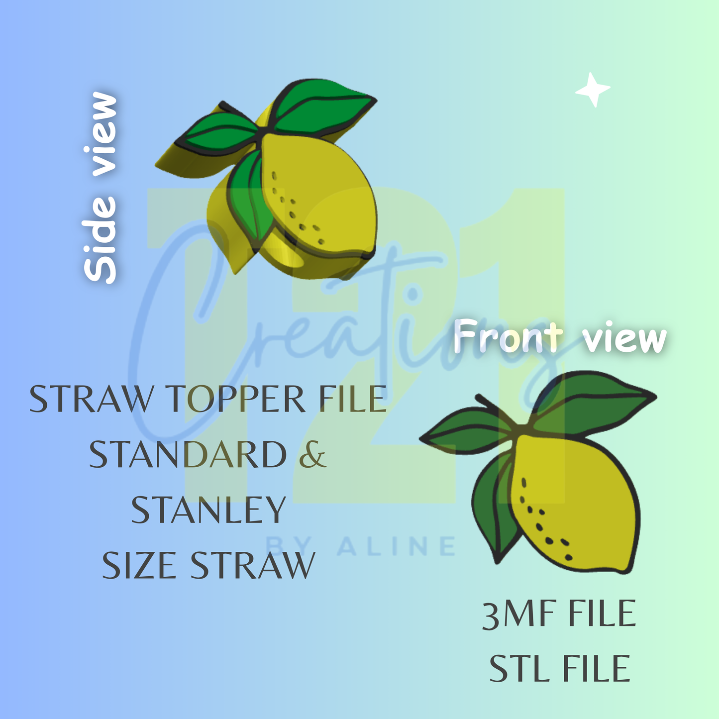 LEMON STRAW TOPPER STL FILE