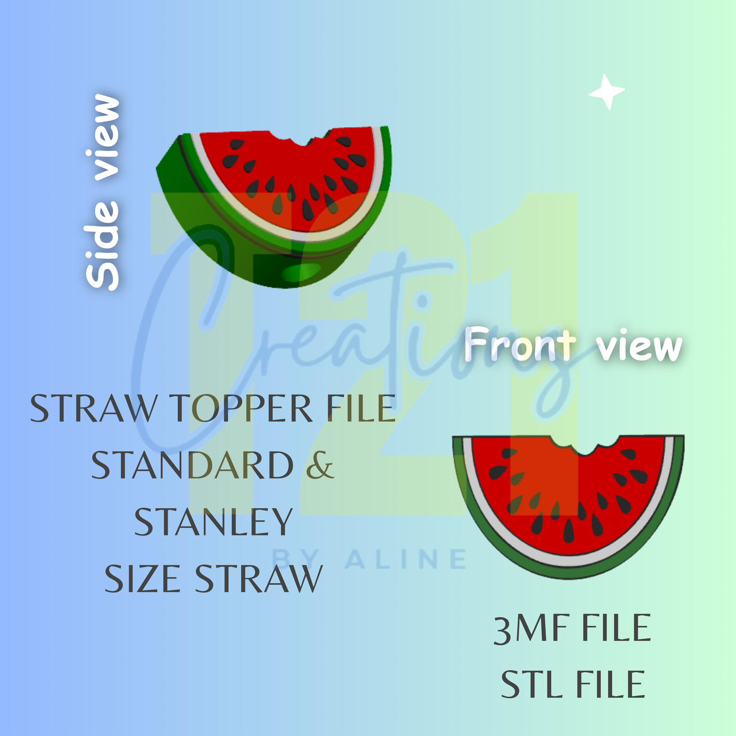 WATERMELON STRAW TOPPER STL FILE