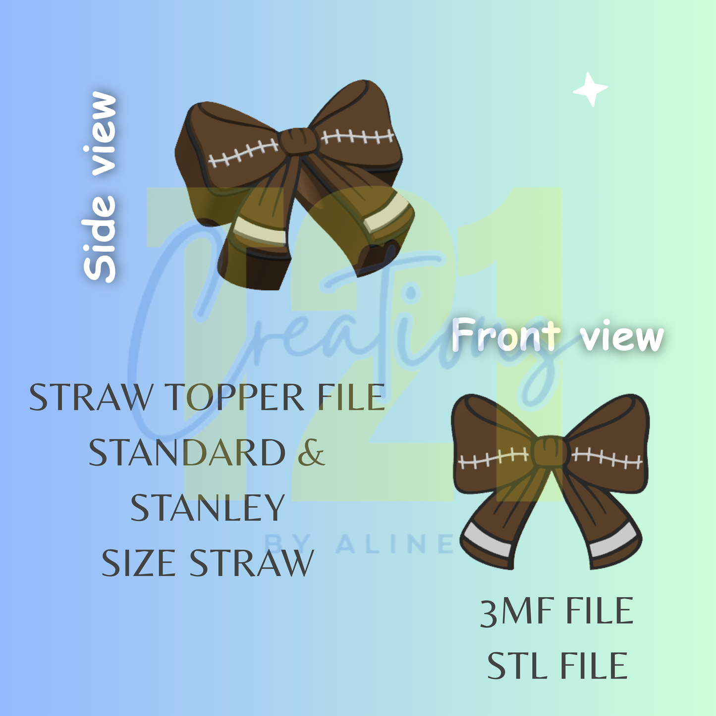 FOOTBALL BOW TOPPER STL FILE