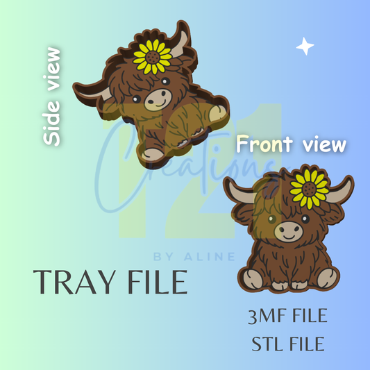 SUNFLOWER COW TRAY STL FILE
