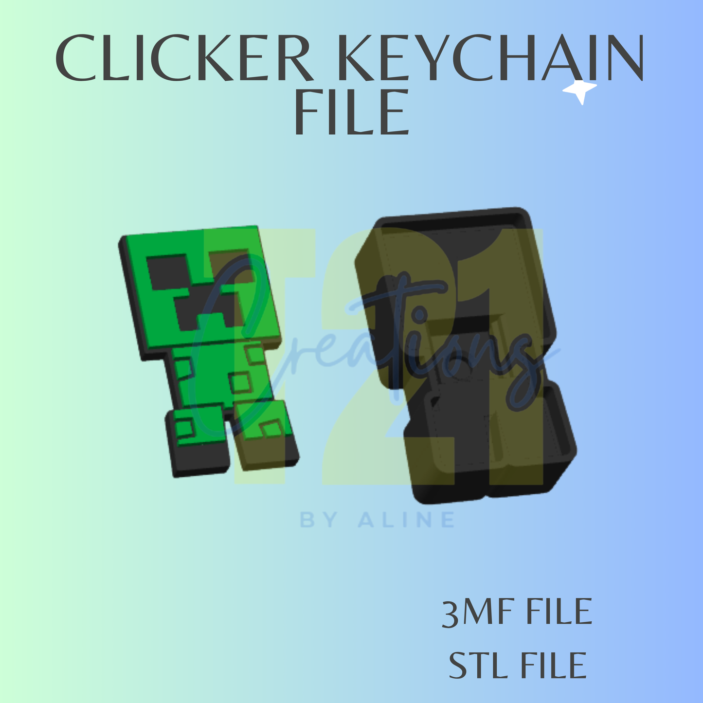 CREE-PER CLICKER KEYCHAIN STL FILE