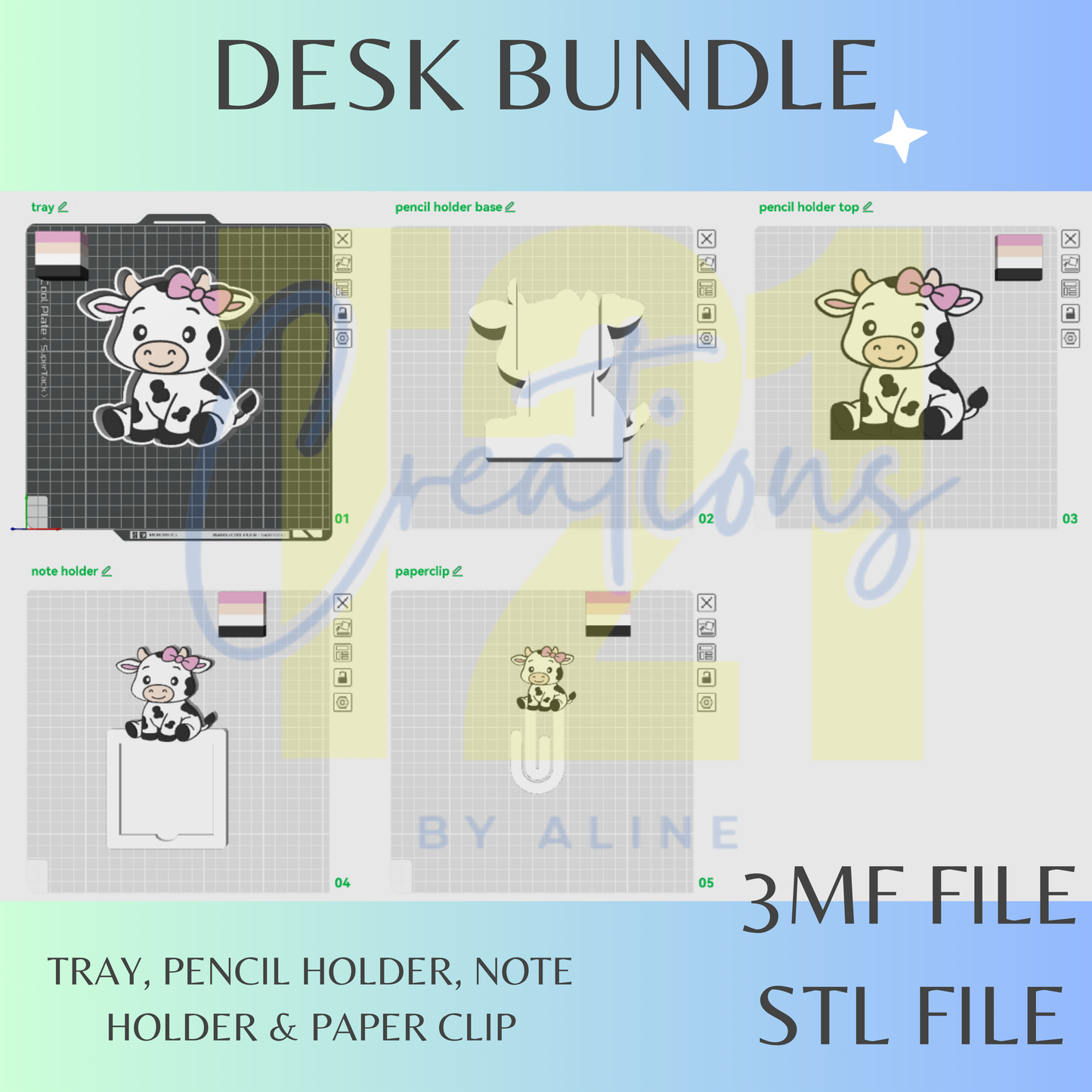 TRADITIONAL COW DESK BUNDLE STL FILE