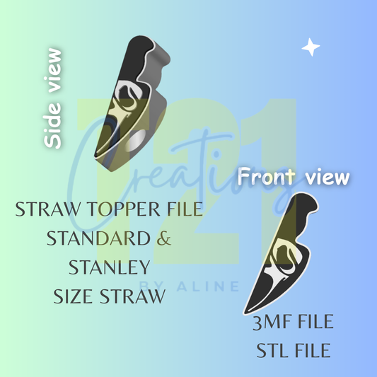SPOOKY KNIFE STRAW TOPPER STL FILE