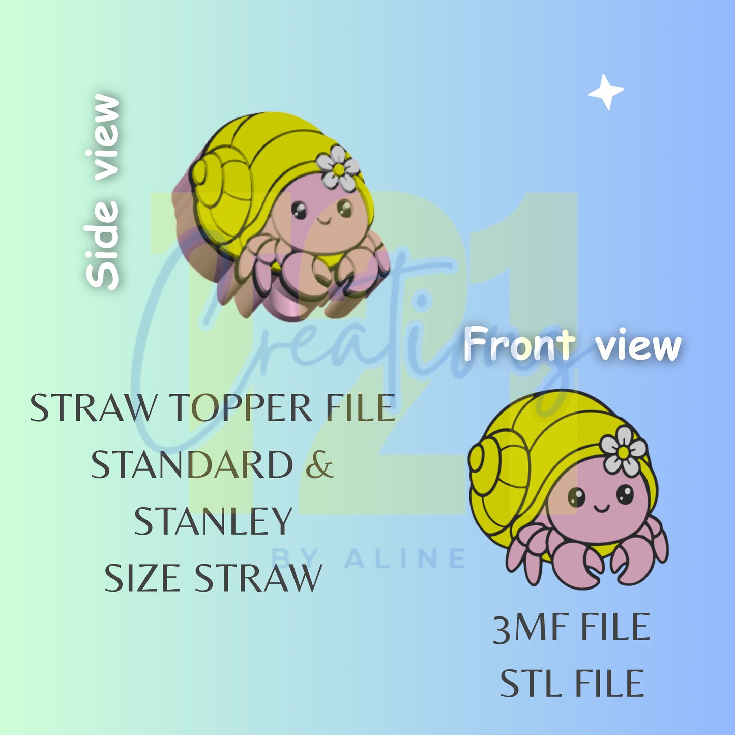 HERMIT CRAB STRAW TOPPER STL FILE