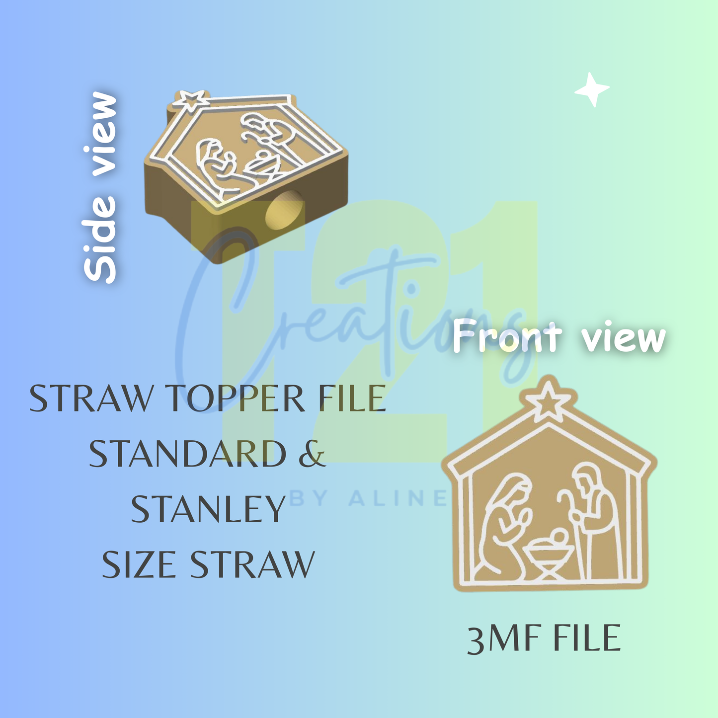 NATIVITY STRAW TOPPER STL FILE
