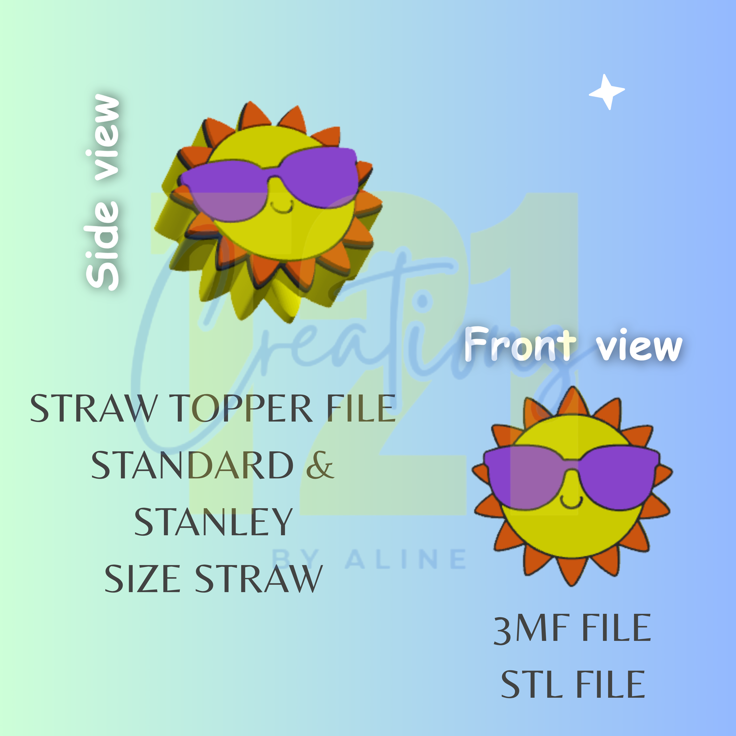 COOL SUN STRAW TOPPER STL FILE