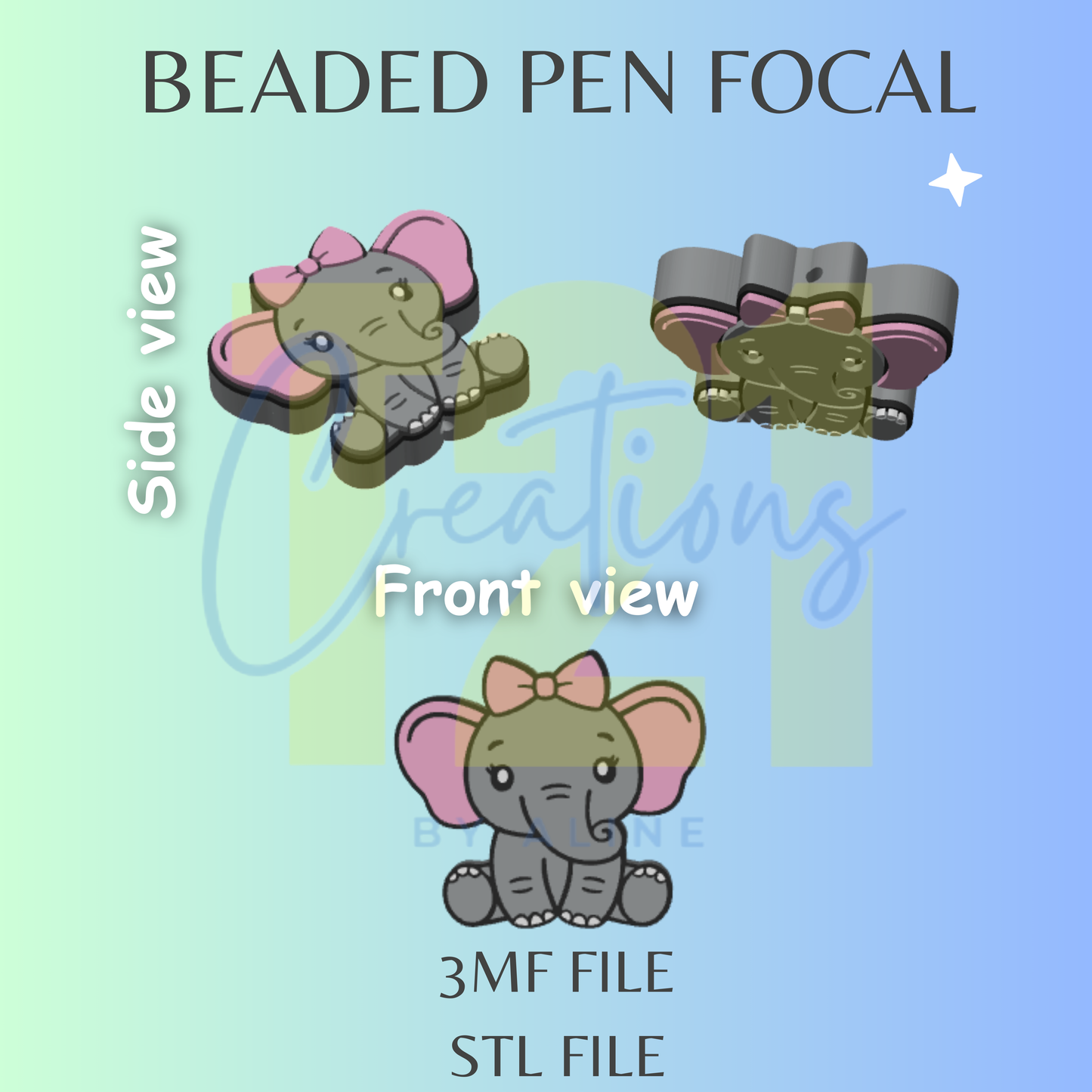 GIRL ELEPHANT PEN FOCAL STL FILE