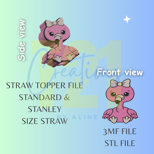 FLAMINGO 2 STRAW TOPPER STL FILE