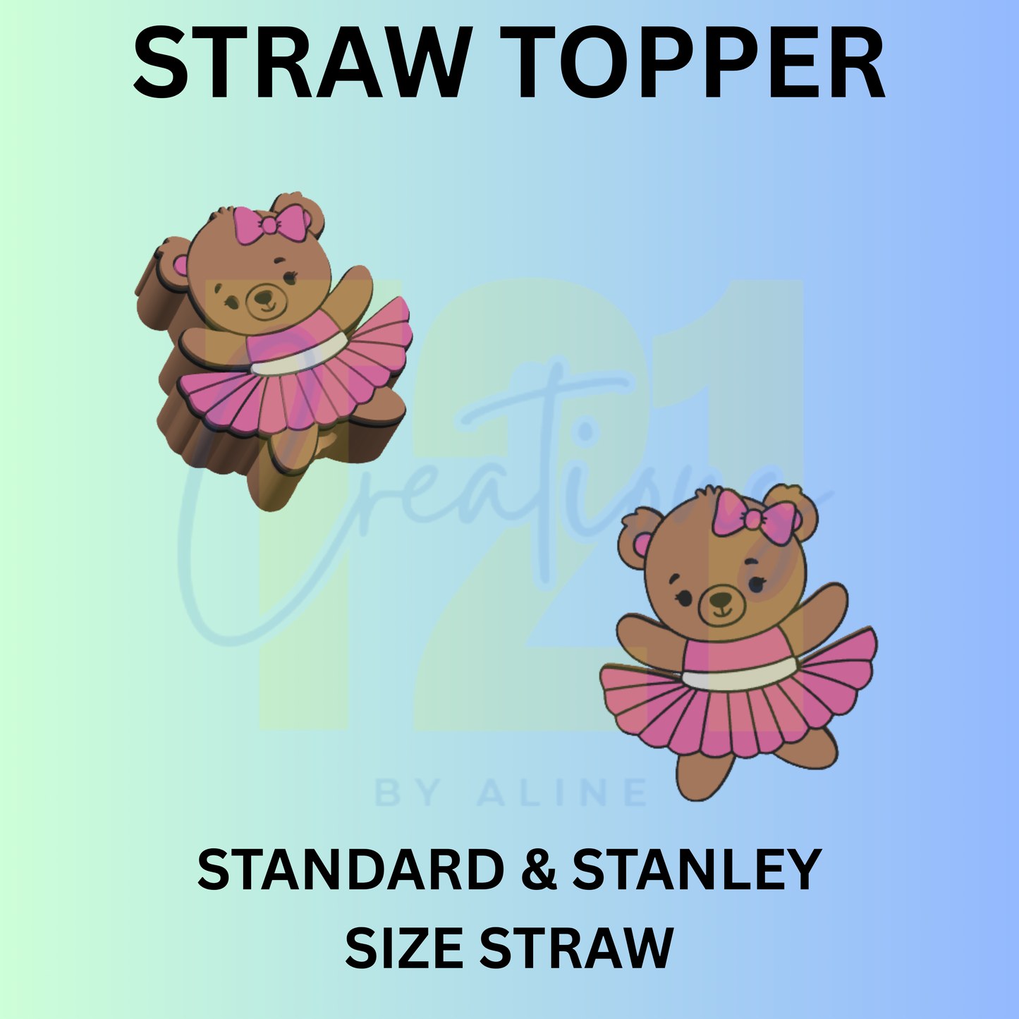 BALLERINA BEAR STRAW TOPPER