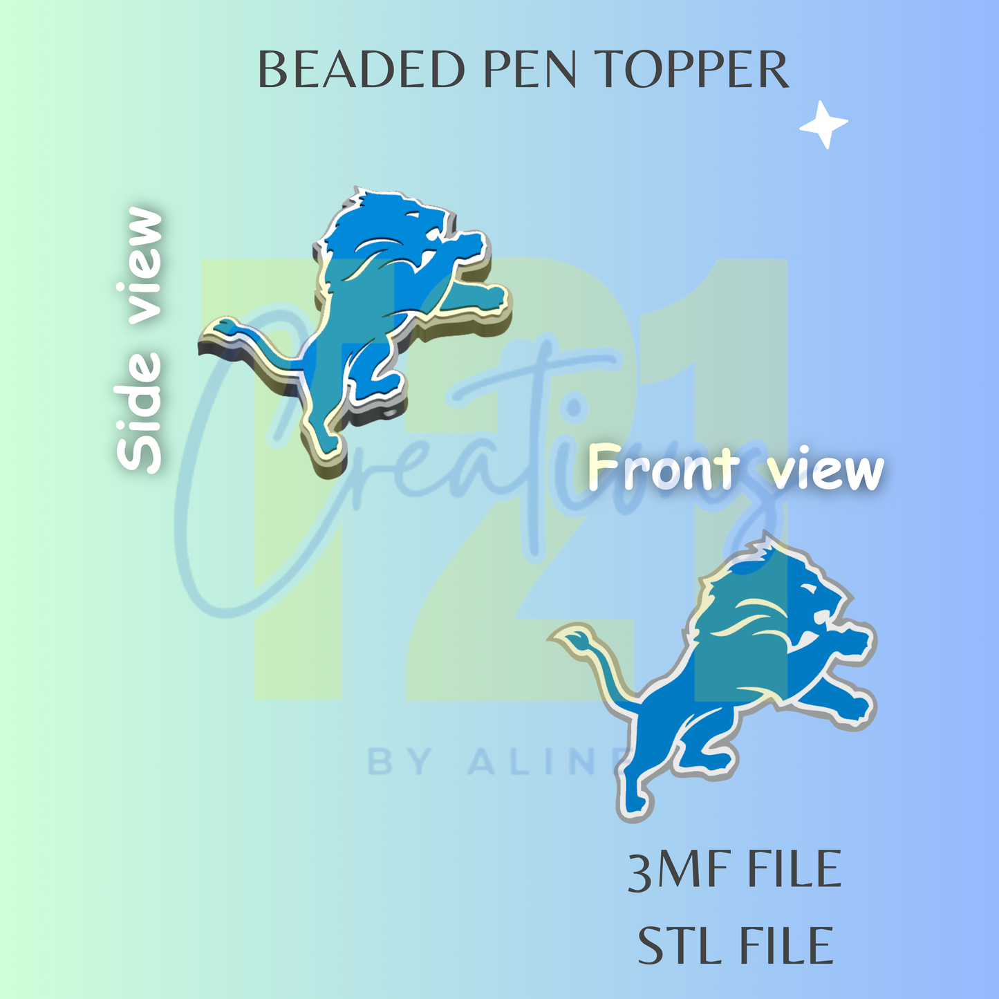 LION PEN TOPPER STL FILE