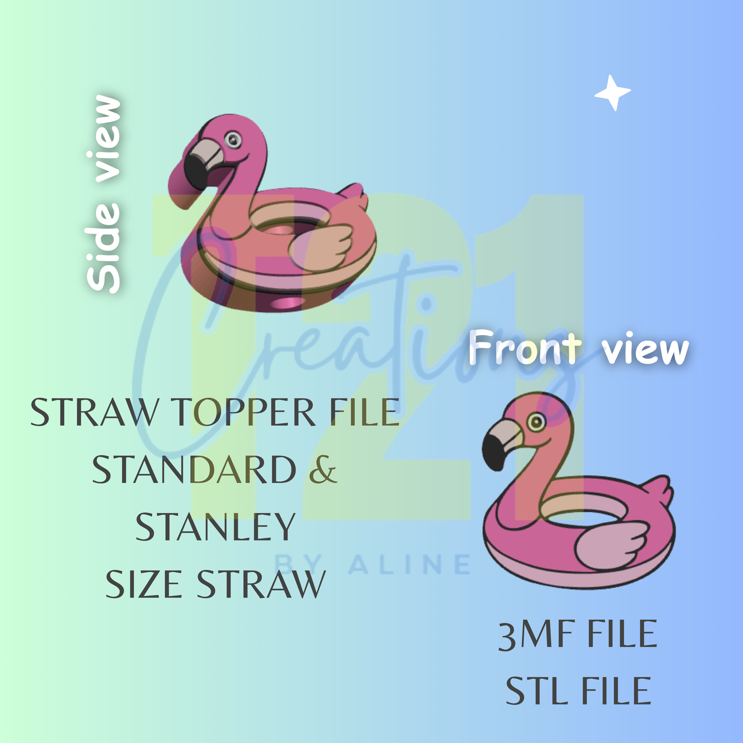 FLAMINGO FLOAT STRAW TOPPER STL FILE