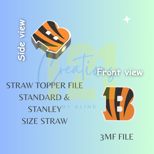BENGALS STRAW TOPPER STL FILE
