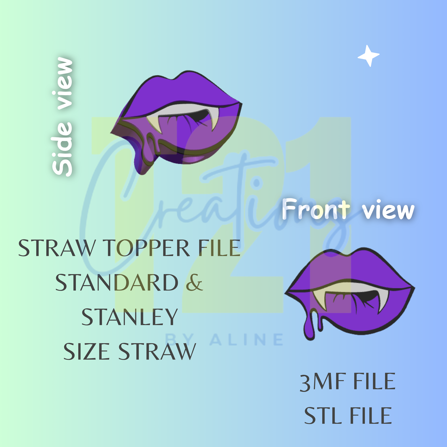 VAMPIRE LIPS STRAW TOPPER STL FILE