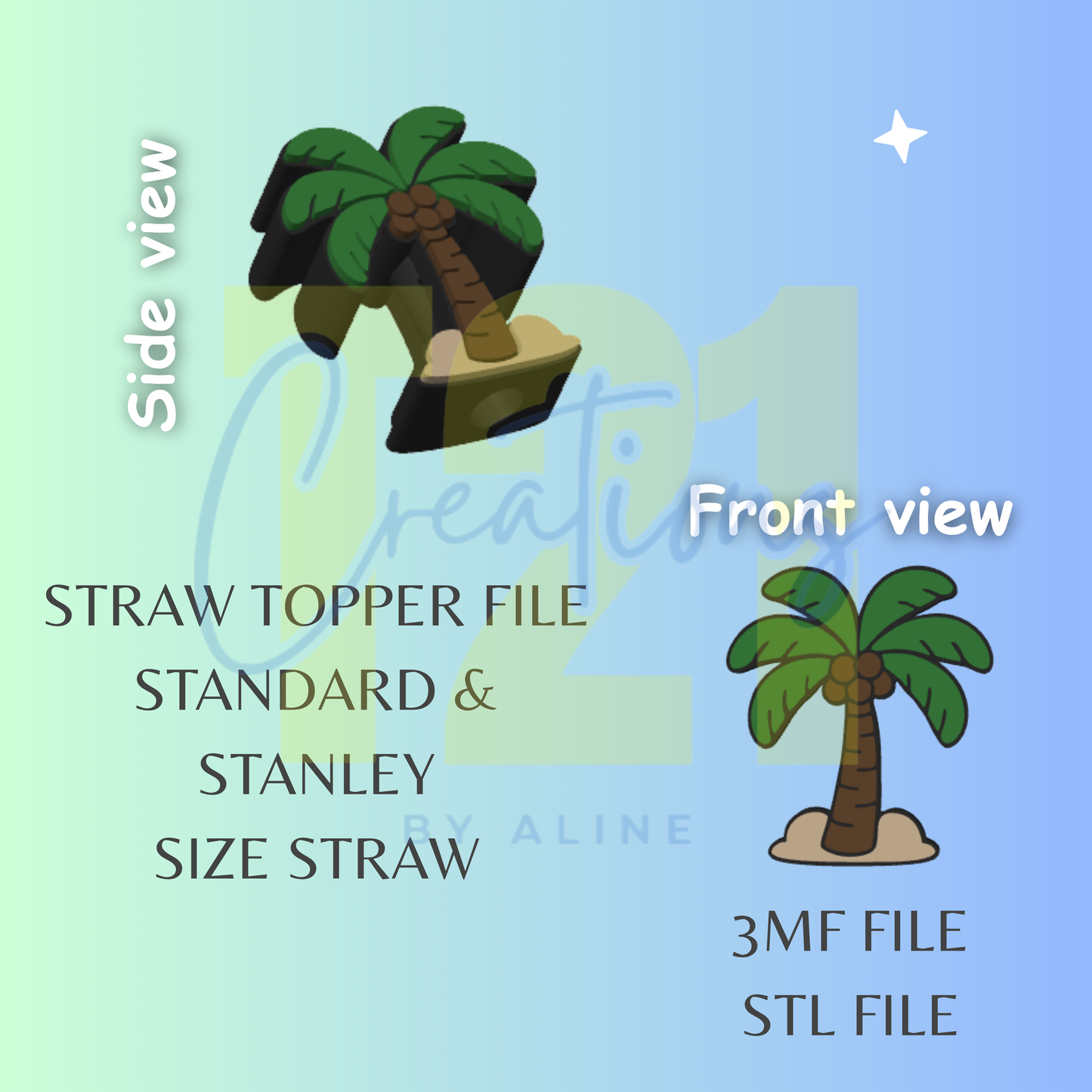 PALM TREE STRAW TOPPER STL FILE