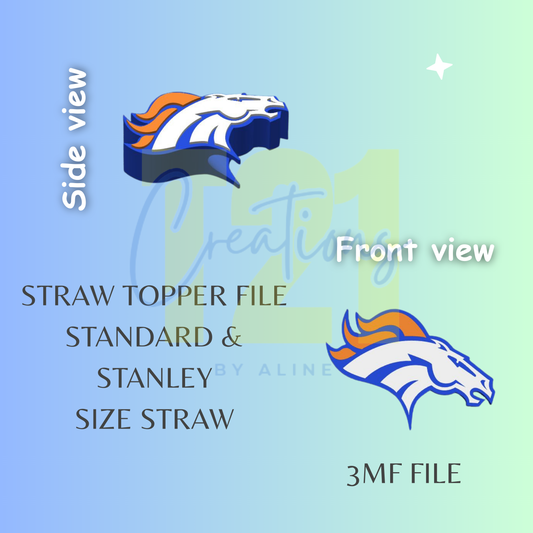 BRONCOS STRAW TOPPER STL FILE