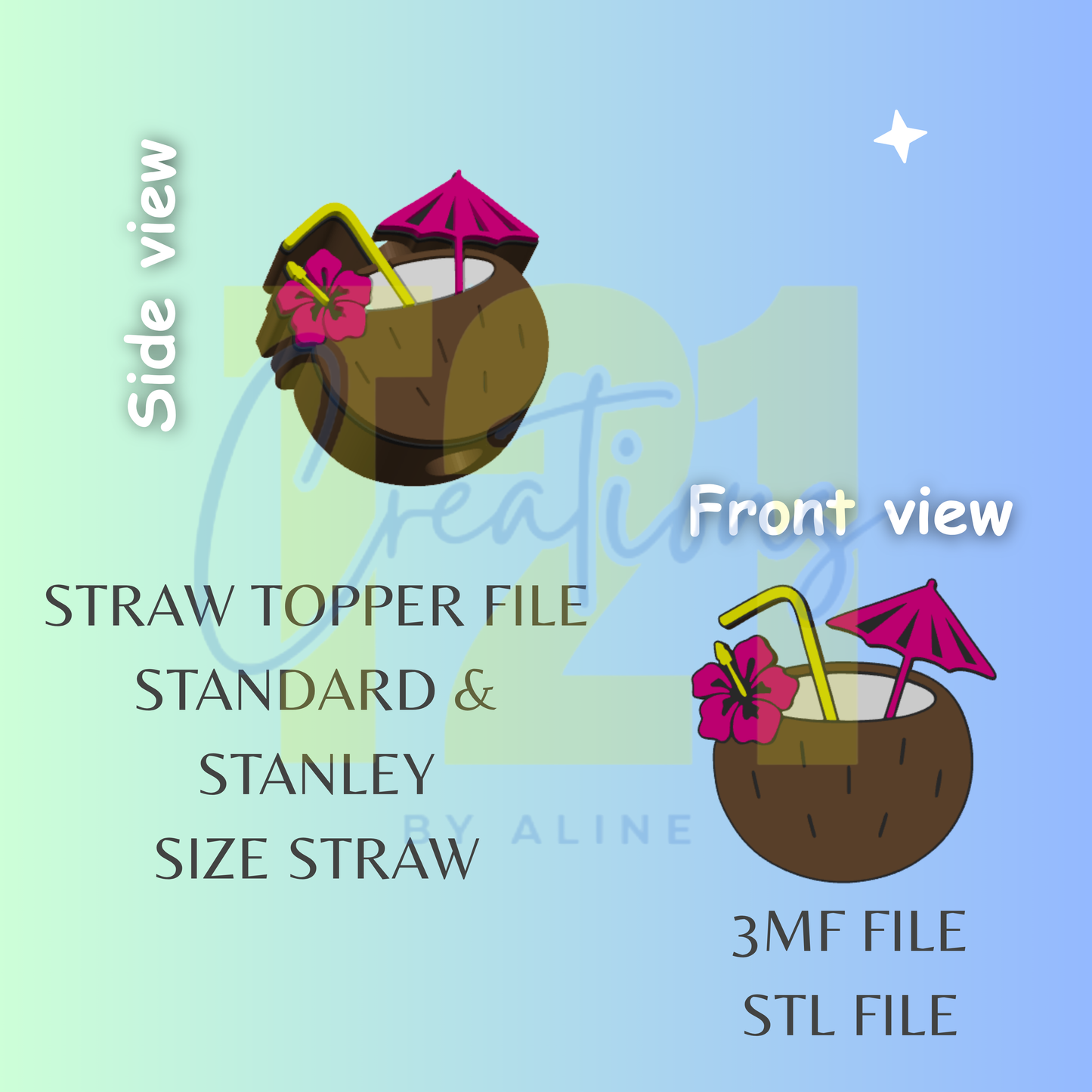COCONUT STRAW TOPPER STL FILE
