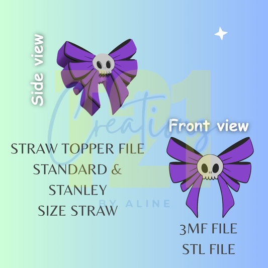 SKELLY BOW STRAW TOPPER STL FILE