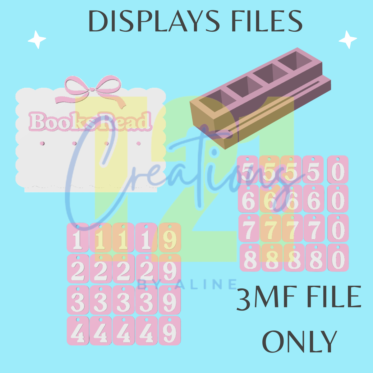 COQUETTE BOOKS COUNTER 3MF FILE – T21 CREATIONS BY ALINE