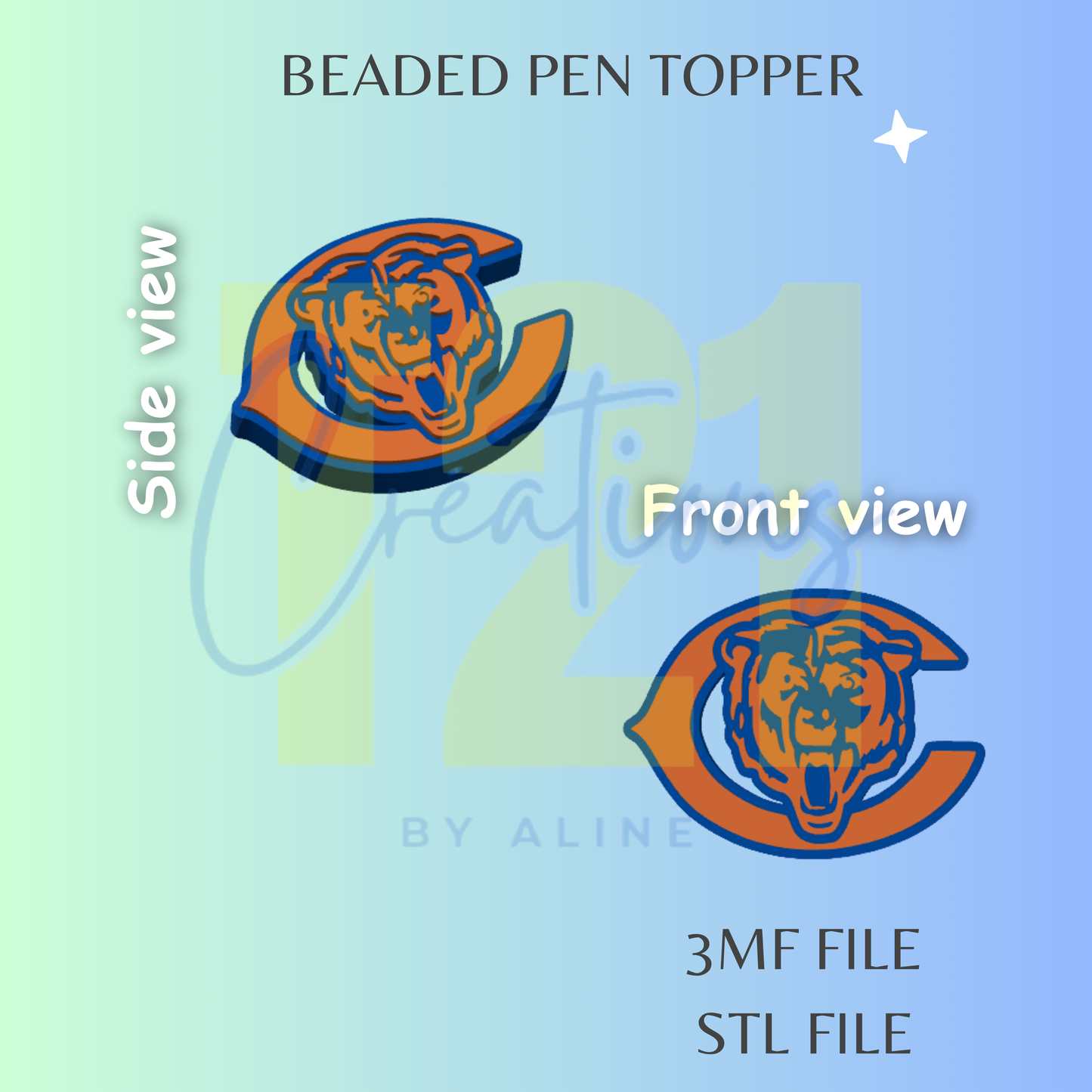 BEARS PEN TOPPER STL FILE