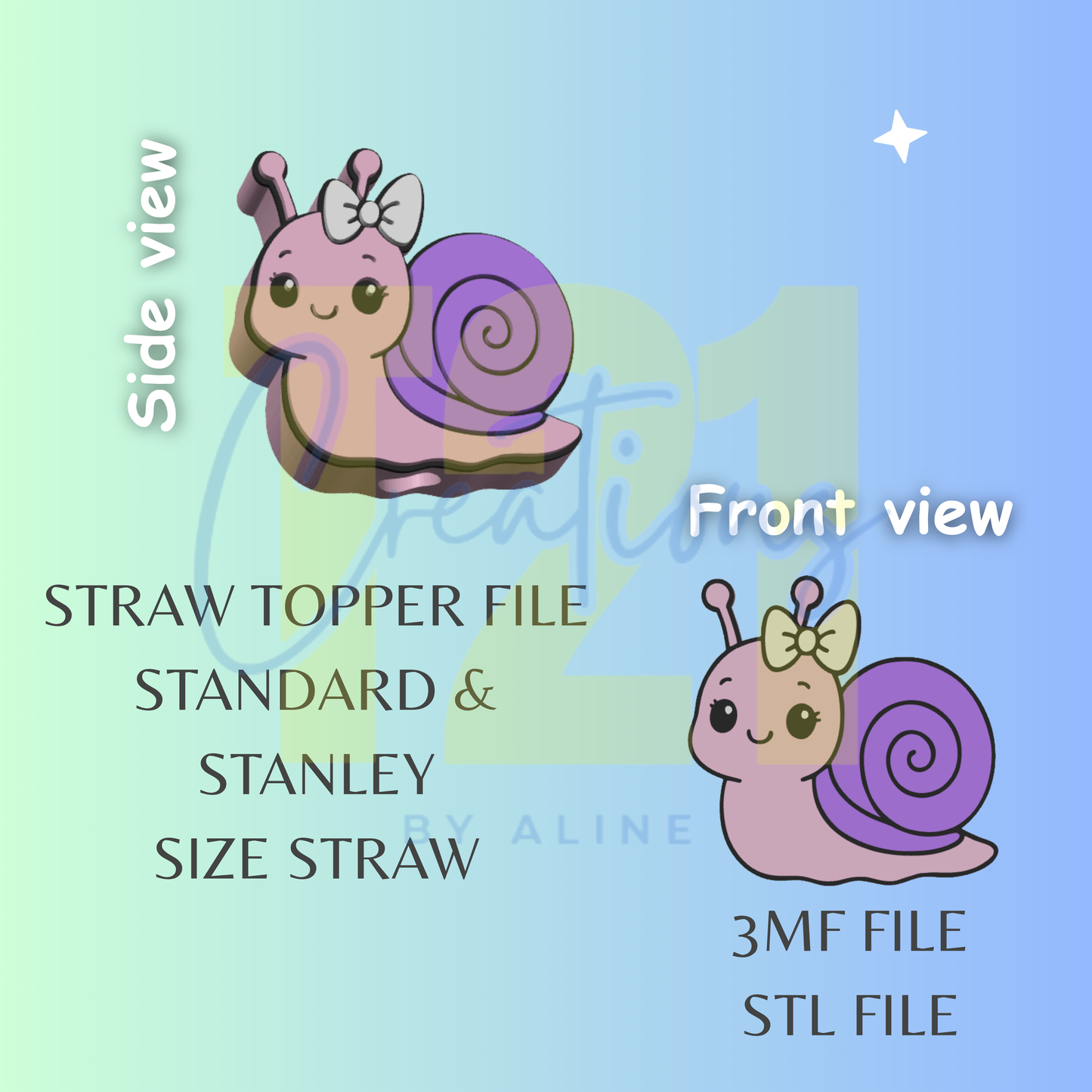 SNAIL STRAW TOPPER STL FILE