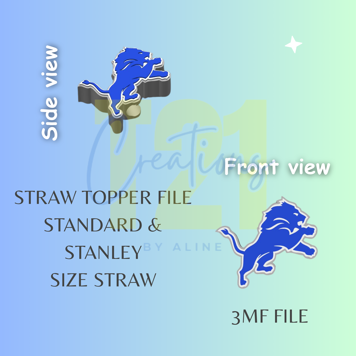 LIONS STRAW TOPPER STL FILE