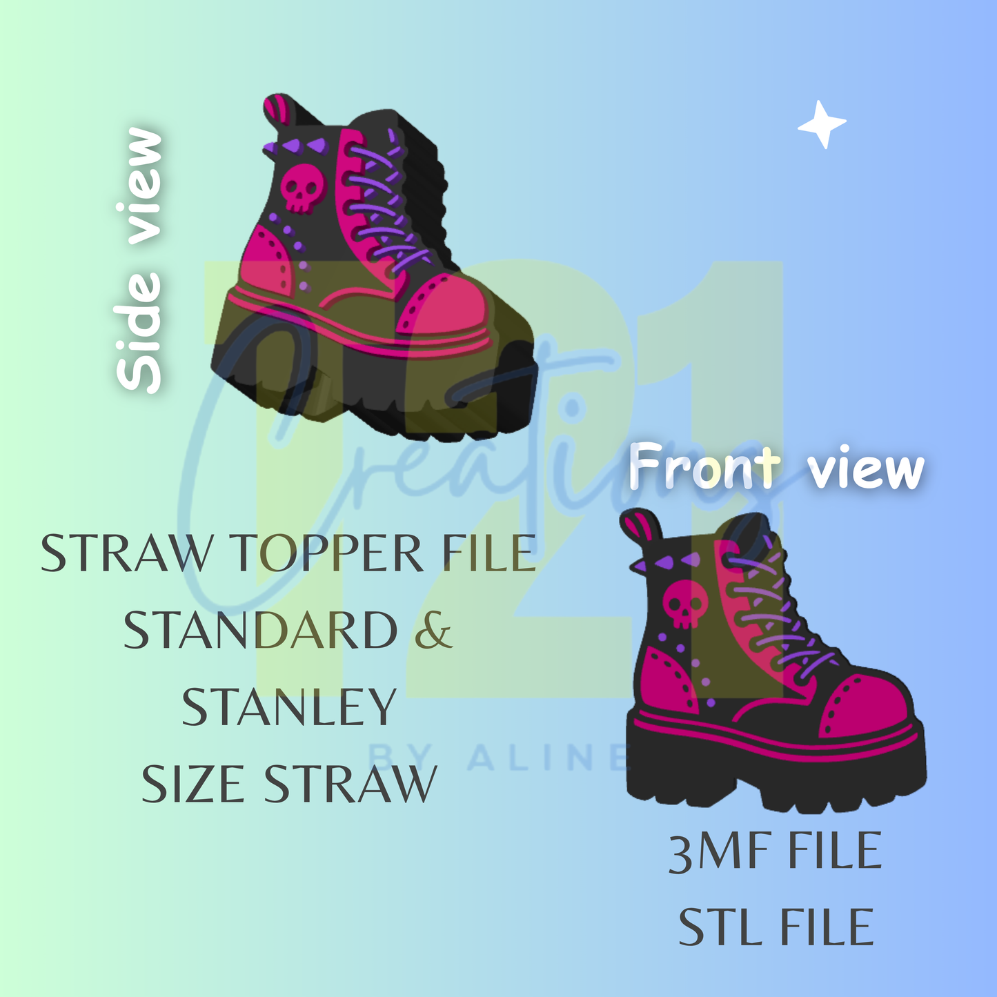 BLACK BOOTS STRAW TOPPER STL FILE