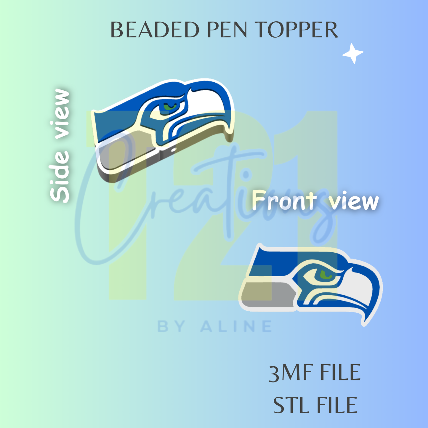 SEA- HAWKS PEN TOPPER STL FILE