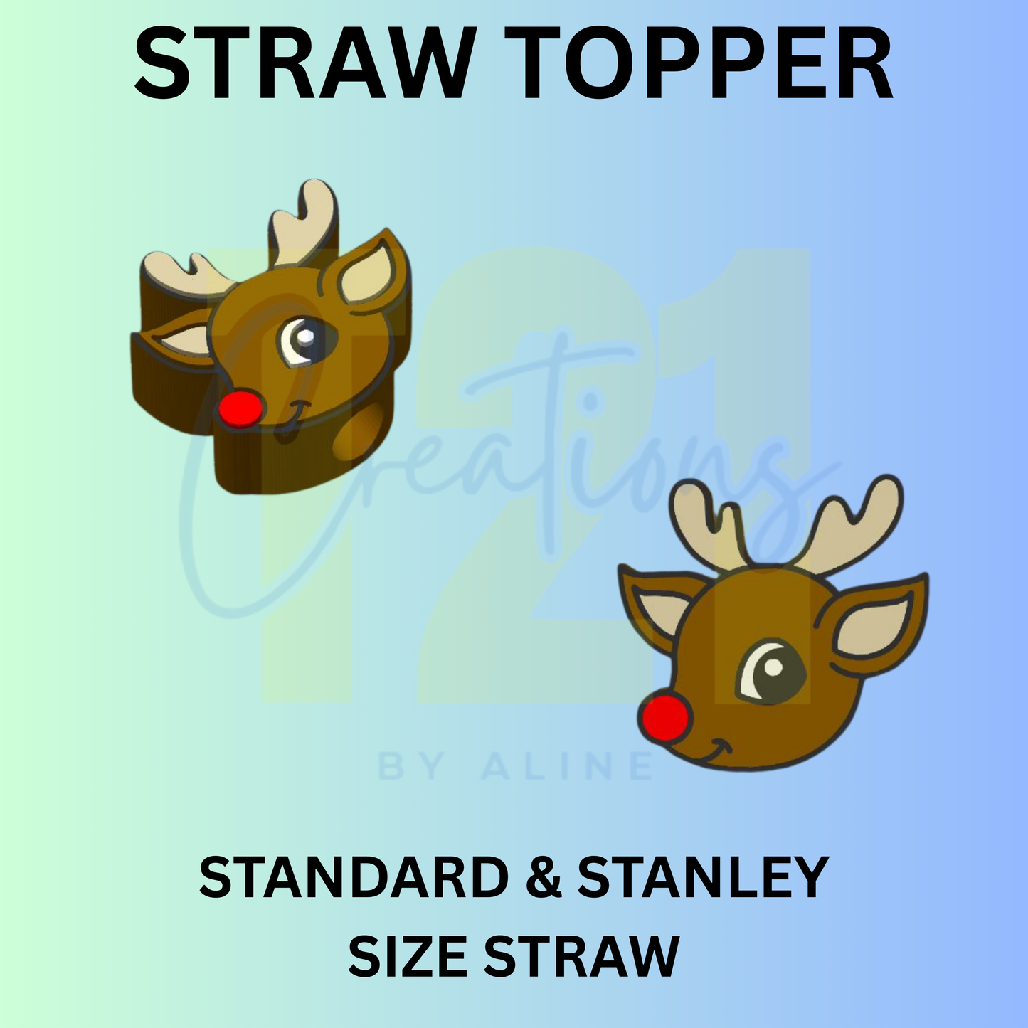 RED NOSE DEER STRAW TOPPER