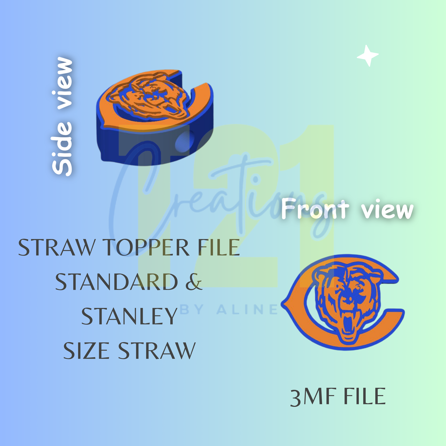 BEARS STRAW TOPPER STL FILE
