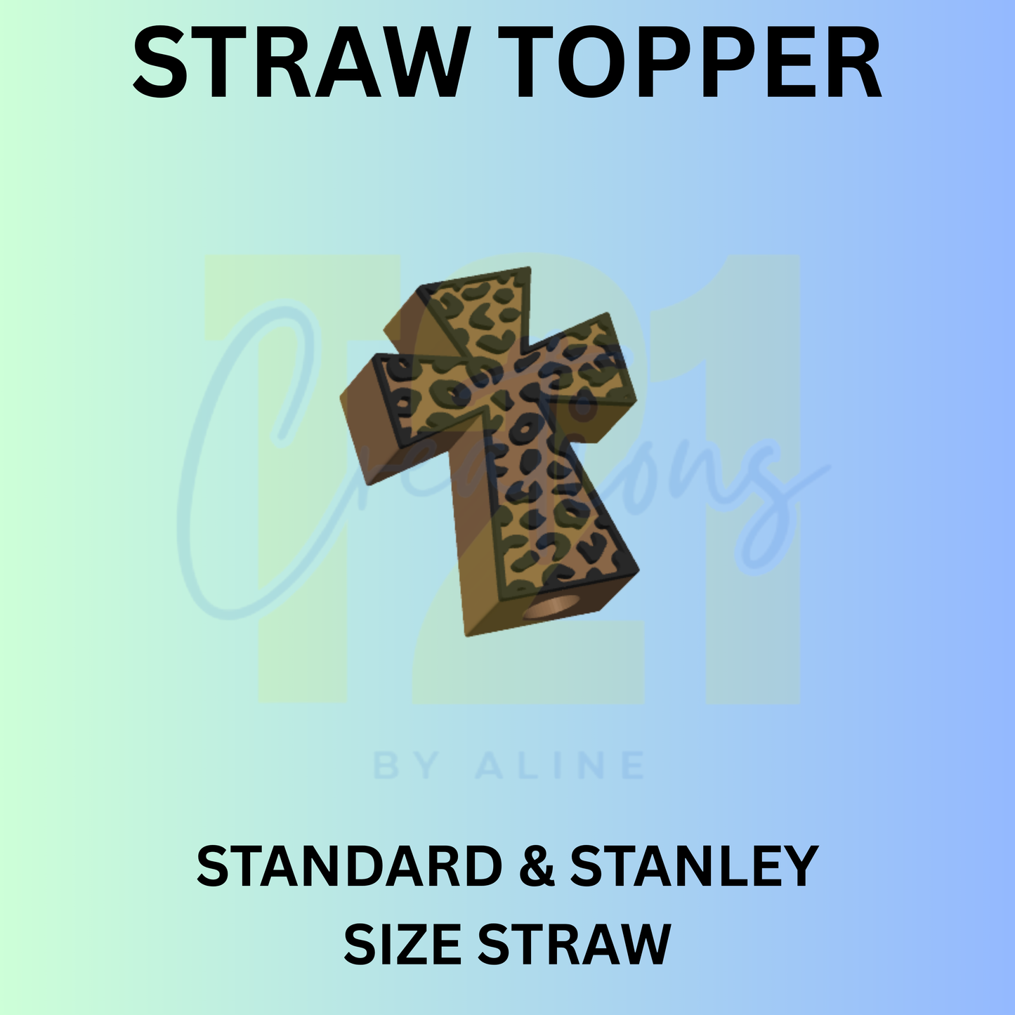 ANIMAL PRINT CROSS STRAW TOPPER