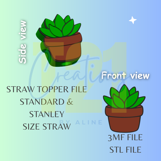 SUCCULENT STRAW TOPPER STL FILE