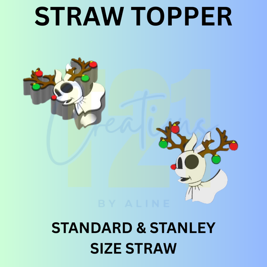 XMAS GHOST DOG STRAW TOPPER