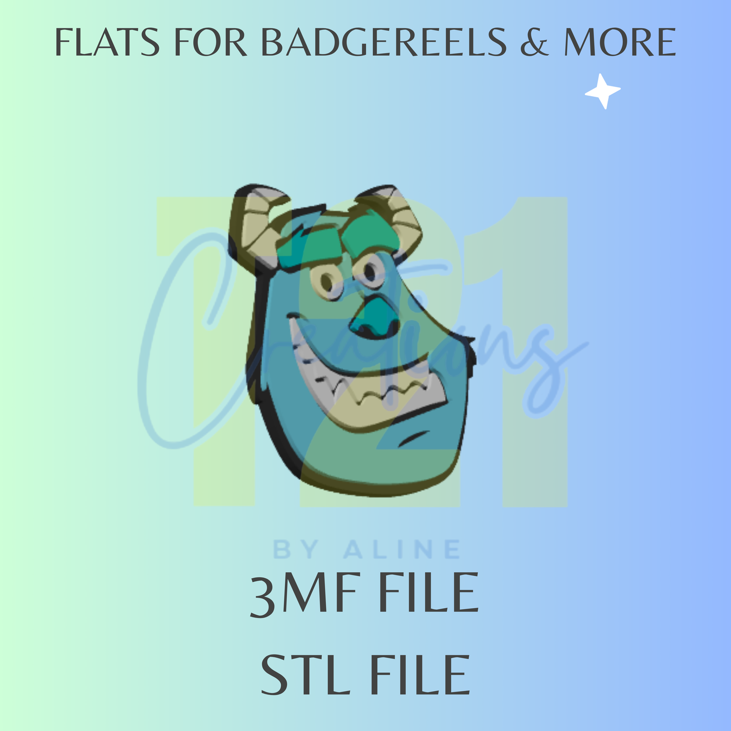 TEAL MONSTER FLAT STL FILE