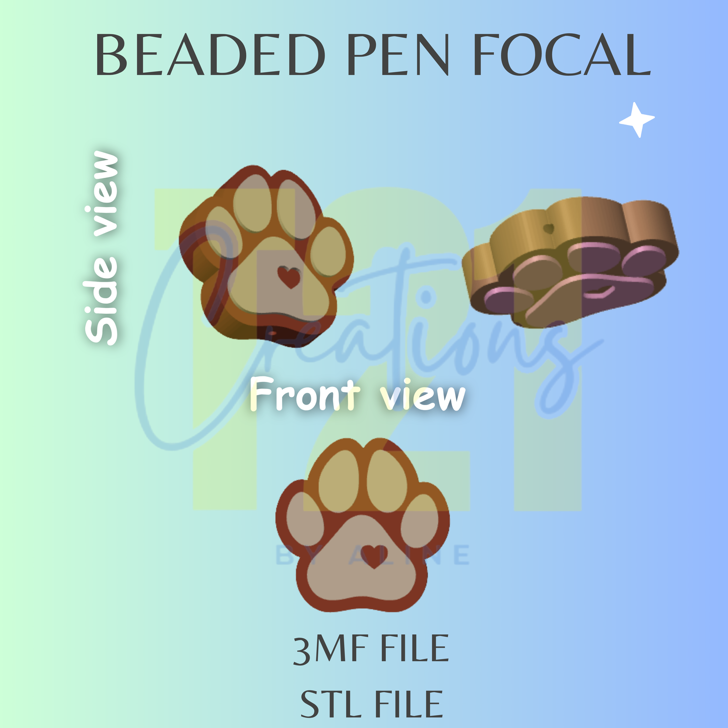 HEART DOG PAW PEN FOCAL STL FILE