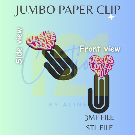 JESUS LOVES YOU JUMBO PAPER CLIP  STL FILE