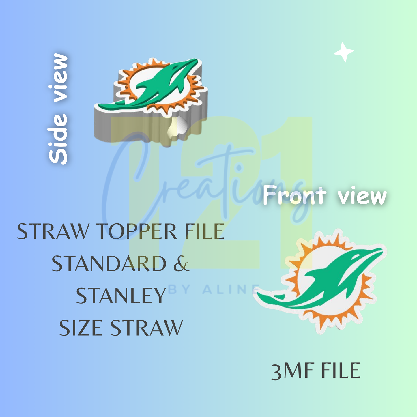 DOLPHINS STRAW TOPPER STL FILE