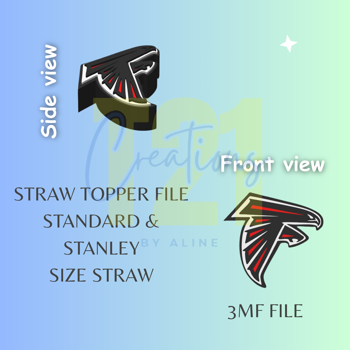 FALCONS STRAW TOPPER STL FILE
