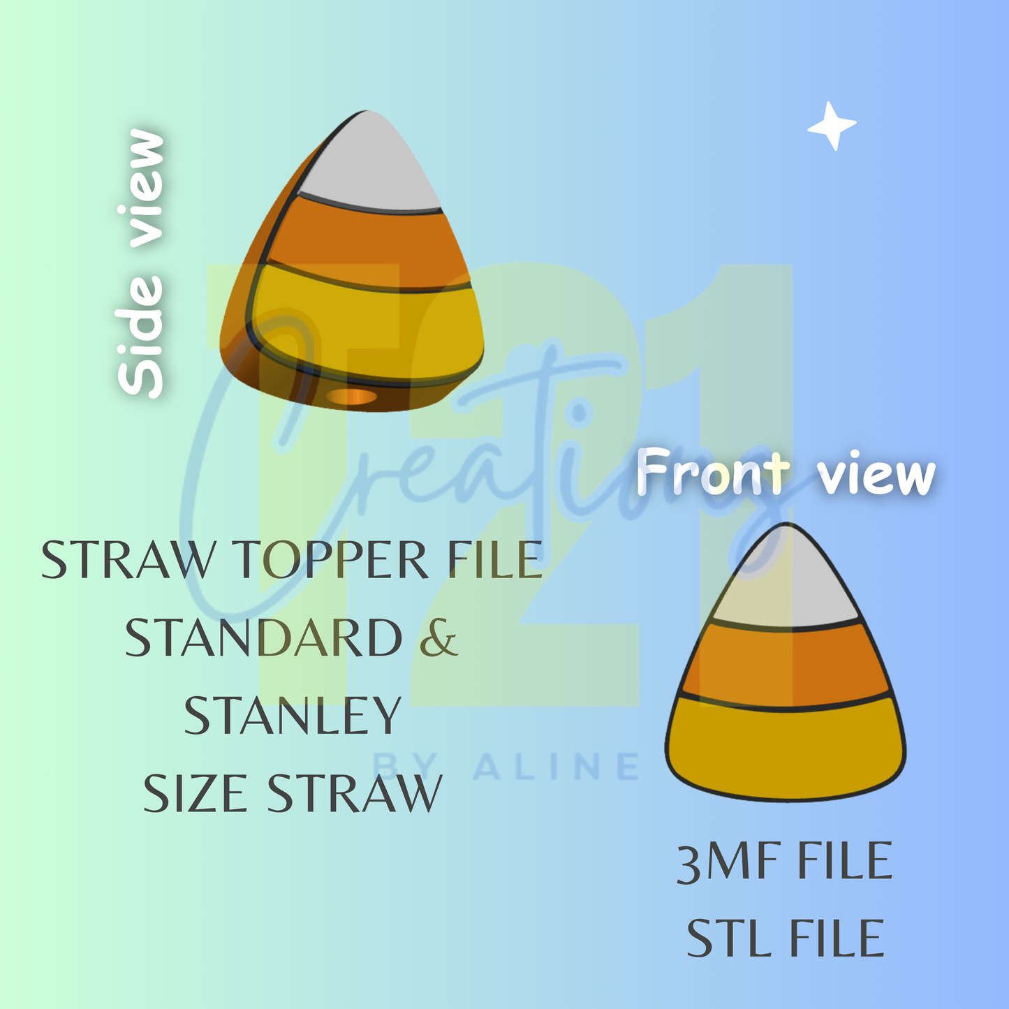 CANDY CORN STRAW TOPPER STL FILE