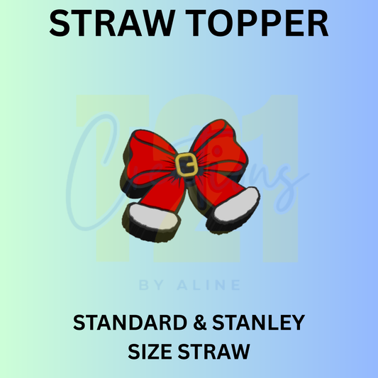 SANTA BOW STRAW TOPPER