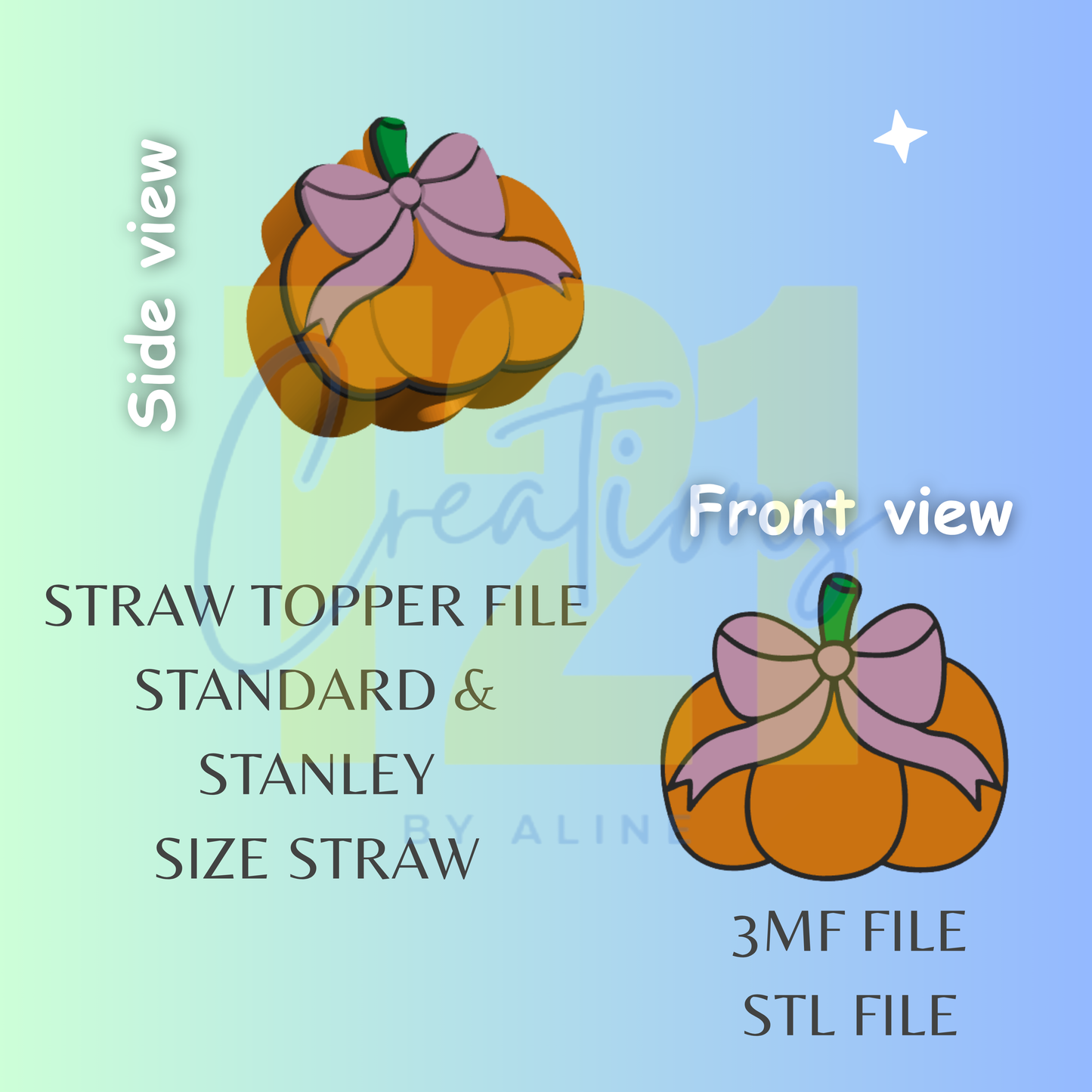COQUETTE PUMPKIN STRAW TOPPER STL FILE