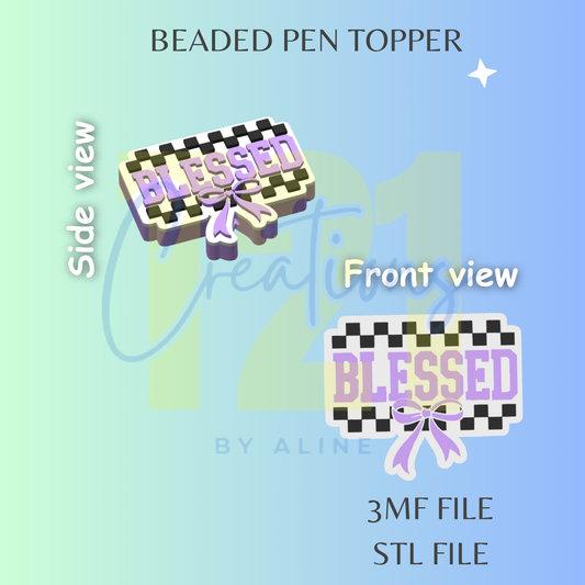CHECKERED BLESSED PEN TOPPER STL FILE