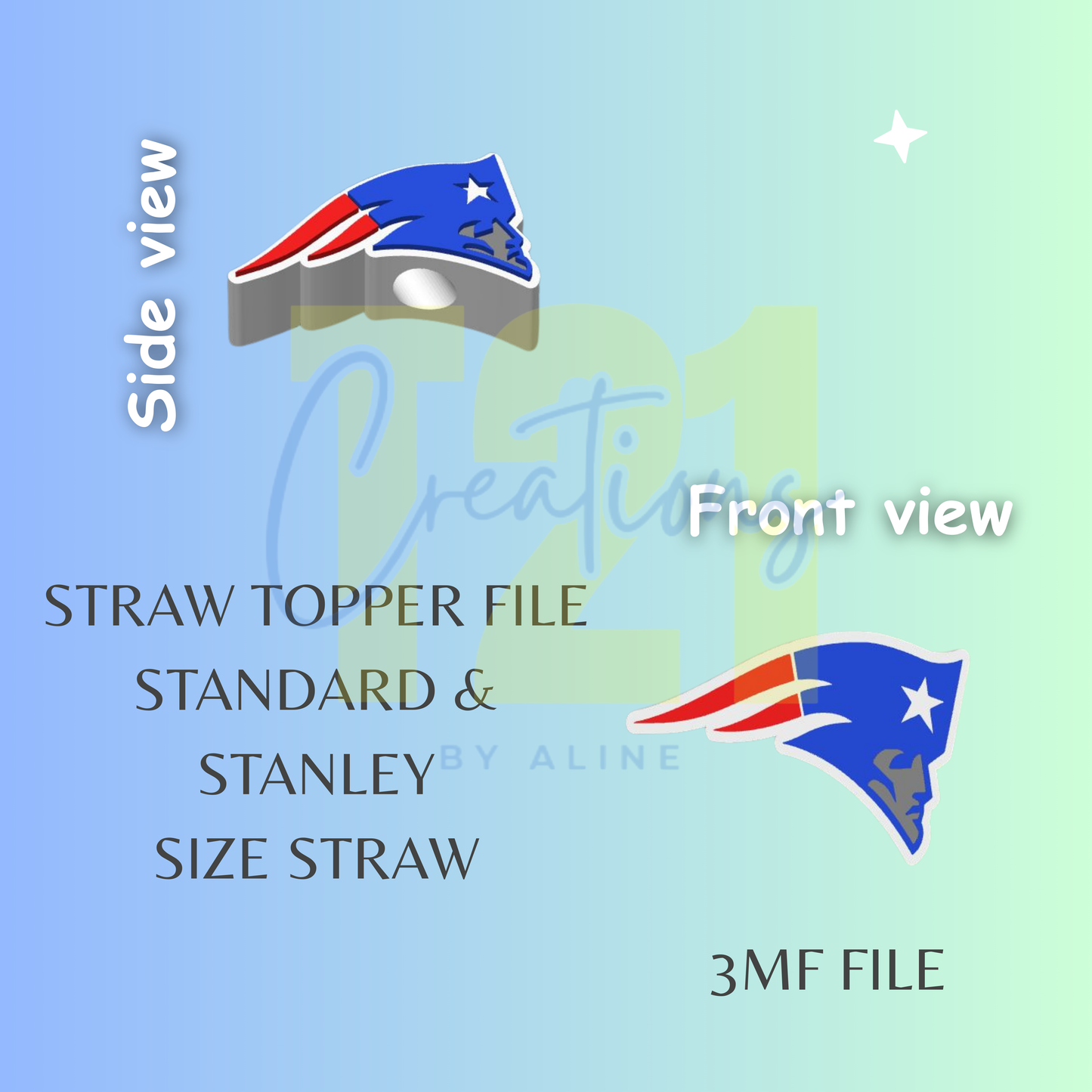 PATRIOTS STRAW TOPPER STL FILE