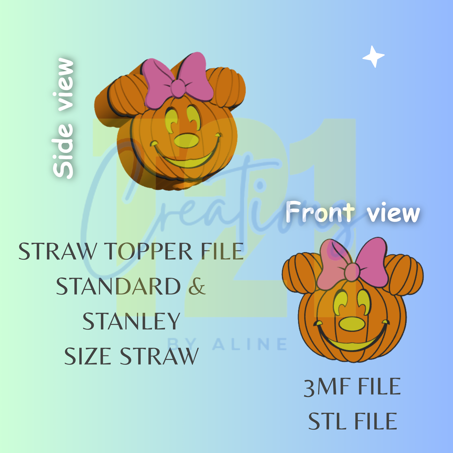 GIRL PUMPKIN STRAW TOPPER STL FILE