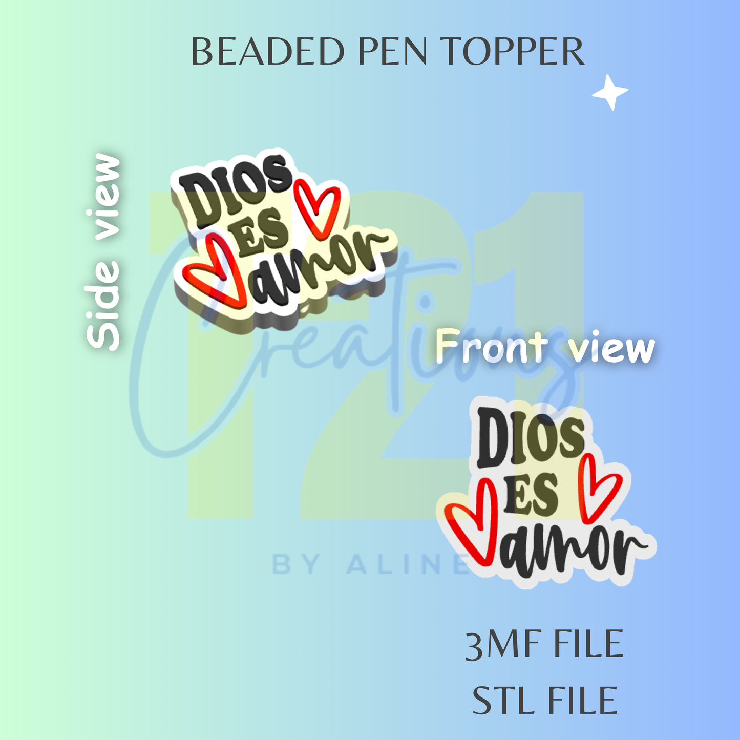 DIOS ES AMOR PEN TOPPER STL FILE
